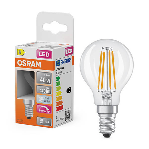 Osram ampoule LED E14 | Sphérique P45 | Filament | Transparent | 4000K | Dimmable | 3,4W (40W) LOS02160 - 1