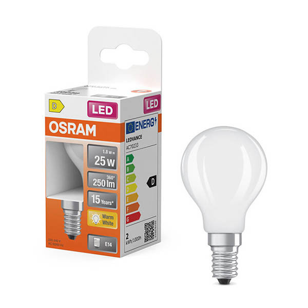 Osram ampoule LED E14 | Sphérique P45 | Mat | 2700K | 1,8W (25W) LOS01901 - 1