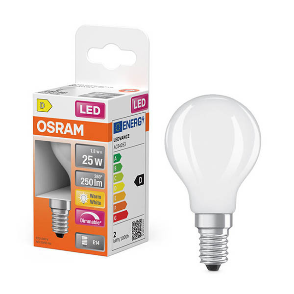 Osram ampoule LED E14 | Sphérique P45 | Mat | 2700K | Dimmable | 1,8W (25W) LOS01877 - 1