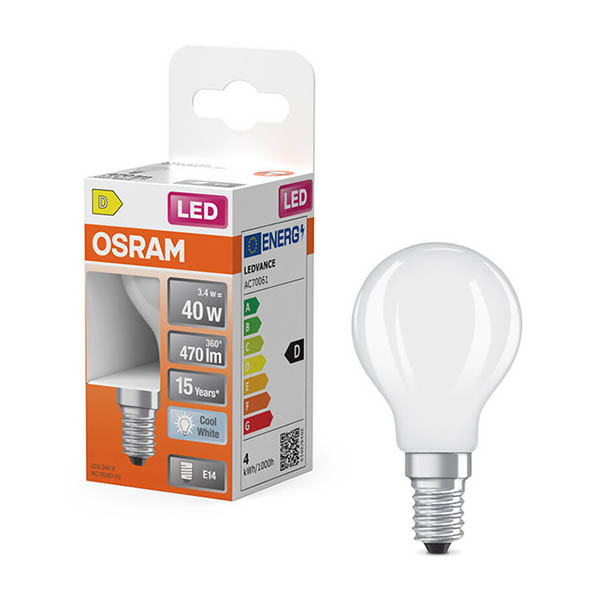 Osram ampoule LED E14 | Sphérique P45 | Mat | 4000K | 3,4W (40W) LOS02180 - 1