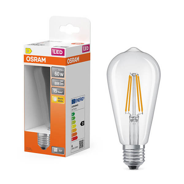 Osram ampoule LED E27 | Edison ST64 | Filament | Transparent | 2700K | 5,9W (60W) LOS01911 - 1