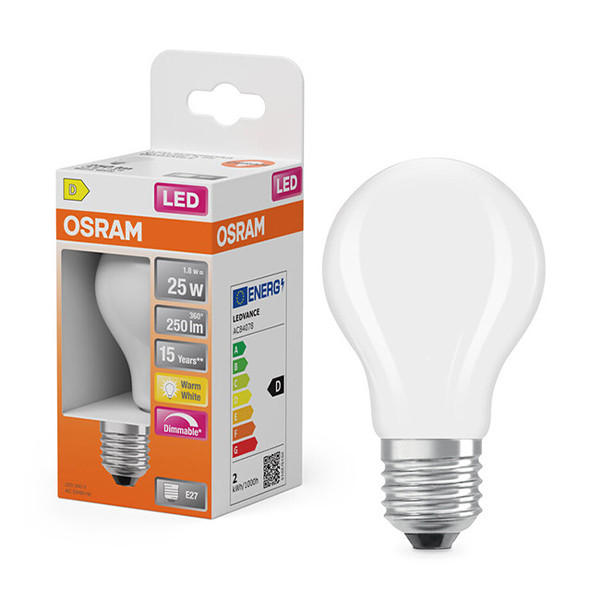 Osram ampoule LED E27 | Poire A60 | Mat | 2700K | Dimmable | 1,8W (25W) LOS01809 - 1