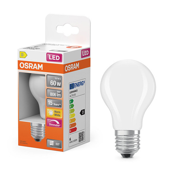 Osram ampoule LED E27 | Poire A60 | Mat | 2700K | Dimmable | 5,9W (60W) LOS01815 - 1
