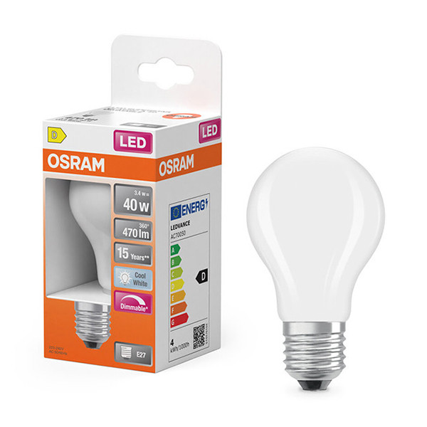Osram ampoule LED E27 | Poire A60 | Mat | 4000K | Dimmable | 3,4W (40W) LOS01813 - 1