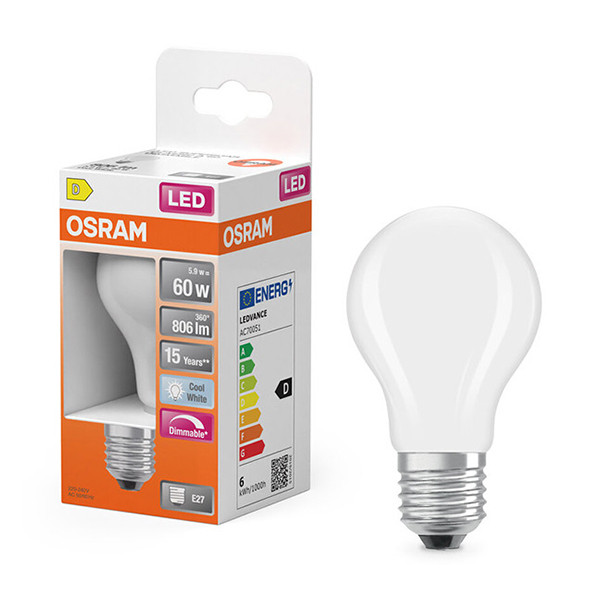 Osram ampoule LED E27 | Poire A60 | Mat | 4000K | Dimmable | 5,9W (60W) LOS01817 - 1