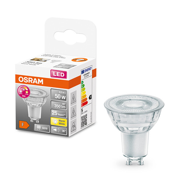 Osram spot LED GU10 | GlowDim | 1800-2700K | Dimmable | 4,5W (50W) LOS00370 - 1