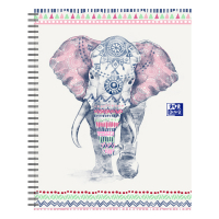 Oxford Boho Chic éléphant cahier à spirale A4+ ligné 60 feuilles (4 trous) 400143831 260177