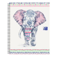 Oxford Boho Chic cahier à spirale éléphant A4+ quadrillé 90 g/m² 60 feuilles (4 trous) 400143833 260175