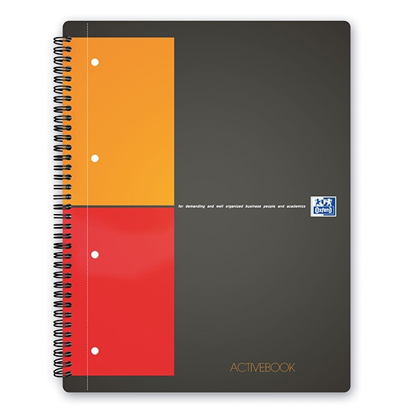 Oxford International Activebook A4 quadrillé 80 g/m² 80 feuilles (4 trous) - gris 100104329 260040 - 1