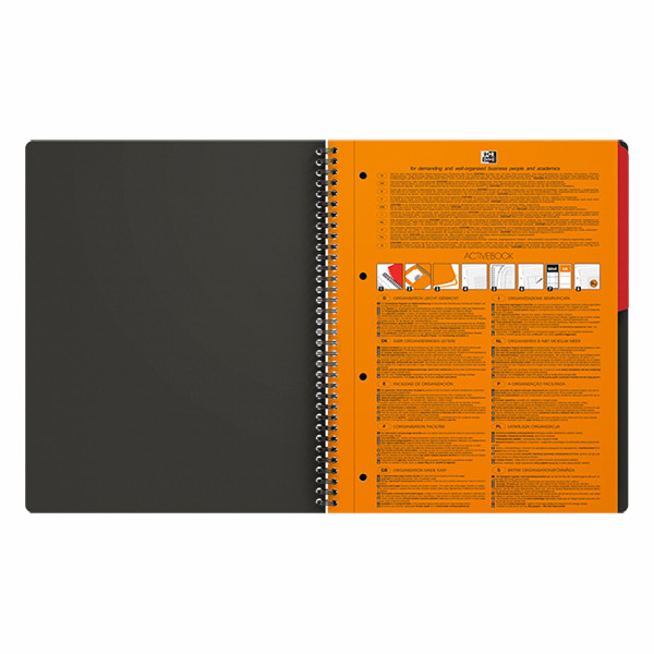 Oxford International Activebook A4 quadrillé 80 g/m² 80 feuilles (4 trous) - gris 100104329 260040 - 3