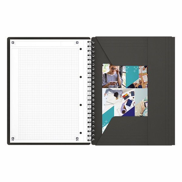 Oxford International Meetingbook cahier à spirale A4 quadrillé 80 g/m² 80 feuilles - gris 100100362 260005 - 6