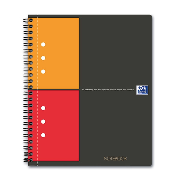Oxford International cahier à spirale A5 quadrillé 80 g/m² 80 feuilles - noir 100101849 260003 - 1