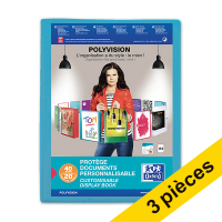 Offre: 3x Oxford Polyvision album de présentation souple A4 (20 pochettes d'insertion) - bleu
