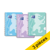 Offre: 3x Oxford School bloc spiralé A4+ ligné 90 g/m² 80 feuilles 23 trous (3 pièces) - pastel 260306 - 1