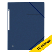 Offre : 10x Oxford Top File+ farde à élastique en carton A4 - bleu foncé