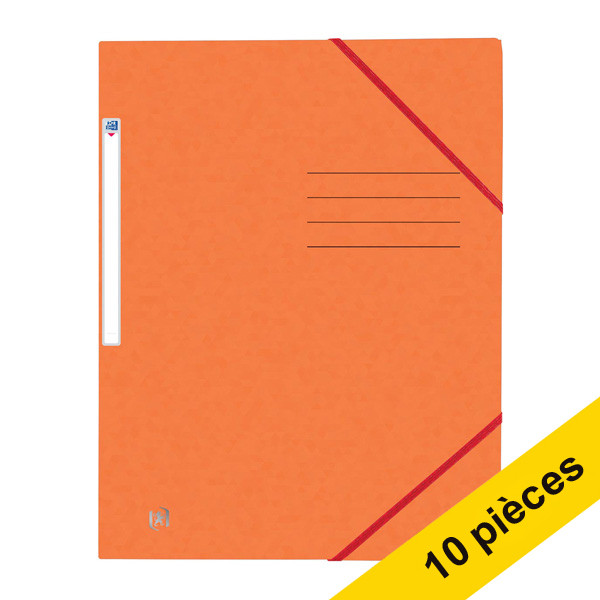 Oxford Offre : 10x Oxford Top File+ farde à élastique en carton A4 - orange  260159 - 1