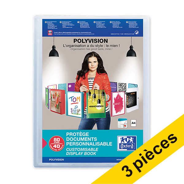 Offre : 3x Oxford Polyvision album de présentation souple A4 (40 pochettes) - transparent 260310 - 1