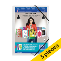 Offre : 5x Oxford Polyvision farde à 3 rabats (personnalisable) A4 - transparent