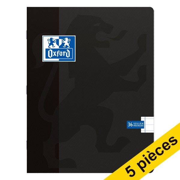 Offre : 5x Oxford School cahier ligné 165 x 210 mm 36 feuilles - noir 201509 - 1