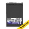 Offre : 5x Oxford bloc de croquis à spirale couverture rigide A4 100 g/m² (50 feuilles) - noir 237652 - 1