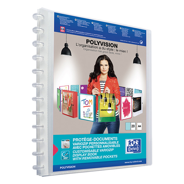 Oxford Polyvision Vario-Zipp album de présentation souple A4 (20 pochettes) - transparent 100205600 237560 - 1