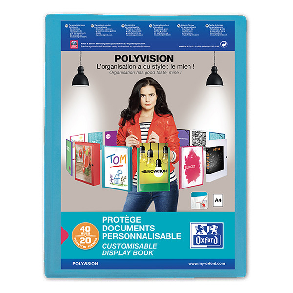 Oxford Polyvision album de présentation souple A4 (20 pochettes d'insertion) - bleu 100206087 237554 - 1