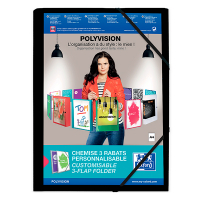 Oxford Polyvision farde à 3 rabats (personnalisable) A4 - noir 100209072 237585