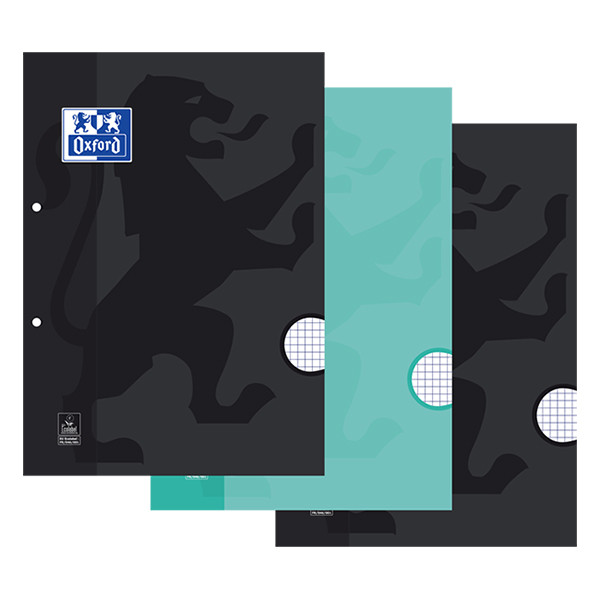Oxford School bloc de cours A4 quadrillé 5 mm 90 g/m² assortis 3 pièces (100 feuilles) 400023106 400190199 260183 - 1