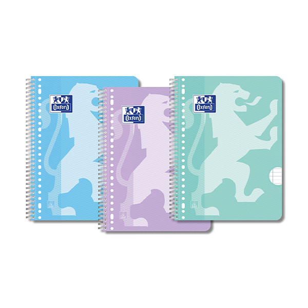 Oxford School cahier à spirale A4+ ligné 90 g/m² 80 feuilles 23 trous (3 pièces) - pastel 400171665 400190207 260296 - 1