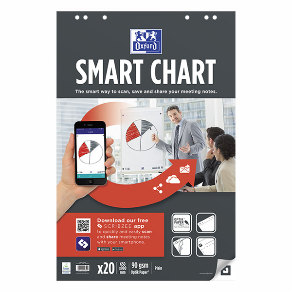Oxford Smart Chart bloc-papier de recharge pour chevalet de conférence 65 x 98 cm (3x 20 feuilles) 400096277 260069 - 2