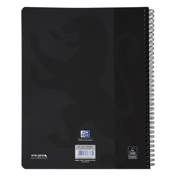 Oxford Touch cahier à spirale A4 quadrillé 90 g/m² 70 feuilles - noir 400134120 260149 - 2