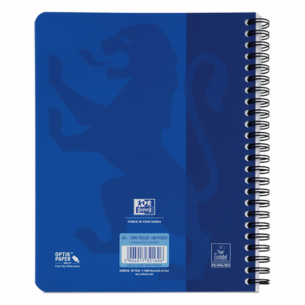 Oxford Touch cahier à spirale A5 ligné 90 g/m² 70 feuilles - bleu 400103998 260150 - 3