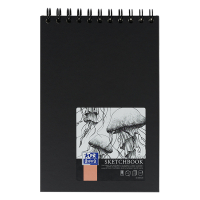 Oxford bloc de croquis à spirale couverture rigide A5 100 g/m² (50 feuilles) - noir 400152644 237633