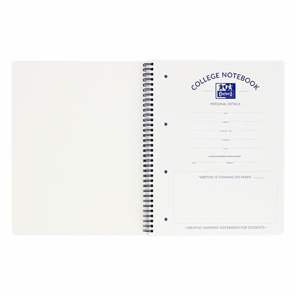 Oxford cahier à spirale A4+ ligné 90 g/m² 90 feuilles (4 trous) 400075531 260077 - 2