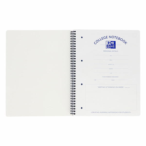 Oxford cahier à spirale A4+ quadrillé 90 g/m² 90 feuilles (4 trous) - noir 400075533 260079 - 2