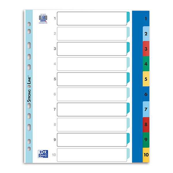 Oxford intercalaires colorées A4 XL en plastique avec 10 onglets (11 trous) 100205095 237530 - 1