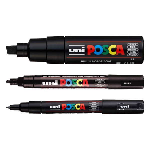 POSCA PC-1MC/5M/8K set de marqueurs peinture (3 pièces) - noir  424248 - 1