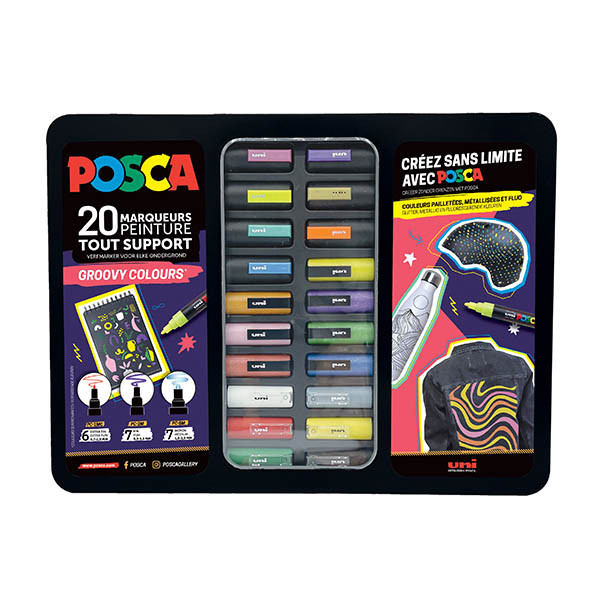 POSCA PC-1MC/PC-3M/PC-5M Groovy Colors set de marqueurs acryliques (20 pièces) 424481 - 1