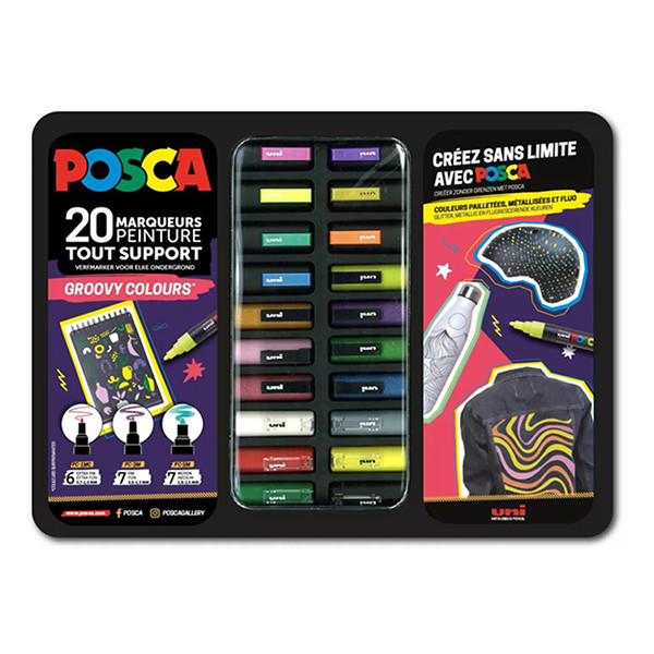 POSCA PC-1MC/PC-3M/PC-5M Groovy Colors set de marqueurs de peinture (20 pièces) MPOSCA/20016 424481 - 1
