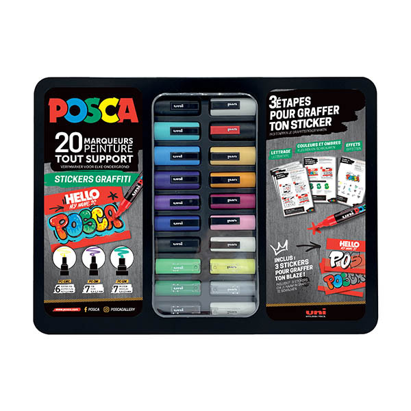 POSCA PC-1MC/PC-3M/PC-5M Stickers Graffiti set de marqueurs acryliques (20 pièces) 424480 - 1