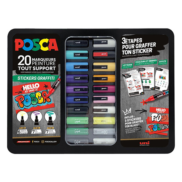 POSCA PC-1MC/PC-3M/PC-5M Stickers Graffiti set de marqueurs de peinture (20 pièces) MPOSCA/20017 424480 - 1