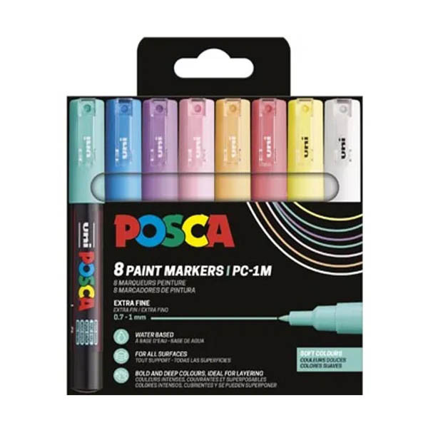 POSCA PC-1MC set de marqueurs acryliques (0,7 - 1 mm conique) 8 pièces - pastel 425400 - 1