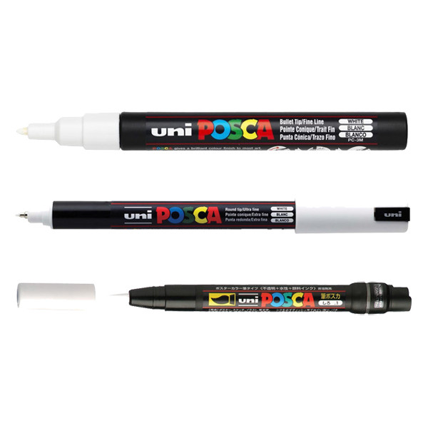 POSCA PC-1MR/PC-3M/PCF-350 set de marqueurs acryliques (3 pièces) - blanc 424251 - 1