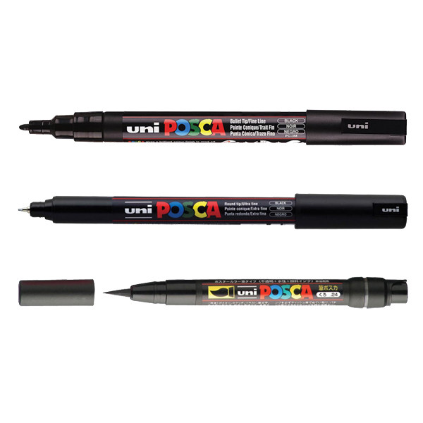 POSCA PC-1MR/PC-3M/PCF-350 set de marqueurs peinture (3 pièces) - noir  424250 - 1
