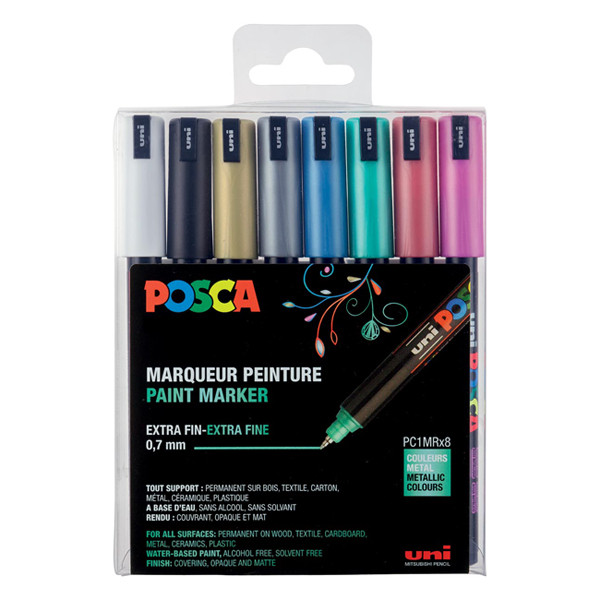 POSCA PC-1MR set de marqueurs peinture (0,7 mm ogive) 8 pcs - métallique PC1MR/8AASS19 424035 - 1