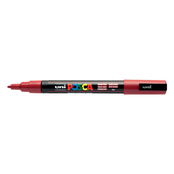 POSCA PC-3M marqueur acrylique (0,9 - 1,3 mm ogive) - rouge foncé 424098 - 1