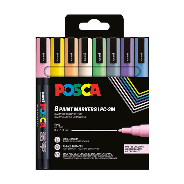 POSCA PC-3M set de marqueurs acryliques (0,9 - 1,3 mm ogive) 8 pcs - pastel 424110 - 1