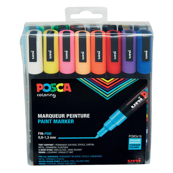 POSCA PC-3M set de marqueurs peinture (0,9 - 1,3 mm ogive) 16 pcs Posca