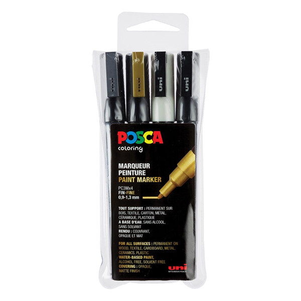 POSCA PC-3M set de marqueurs peinture (0,9 - 1,3 mm ogive) 4 pcs PC3M/4AASS09 424107 - 1