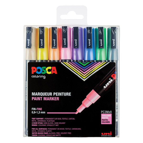 POSCA PC-3M set de marqueurs peinture (0,9 - 1,3 mm ogive) 8 pcs - pastel PC3M/8AASS16 424110 - 1